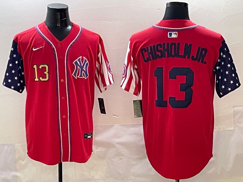 Men New York Yankees #13 Chisholm jr Red a generation of national flags Jointly Name 2025 Nike MLB Jersey style 3